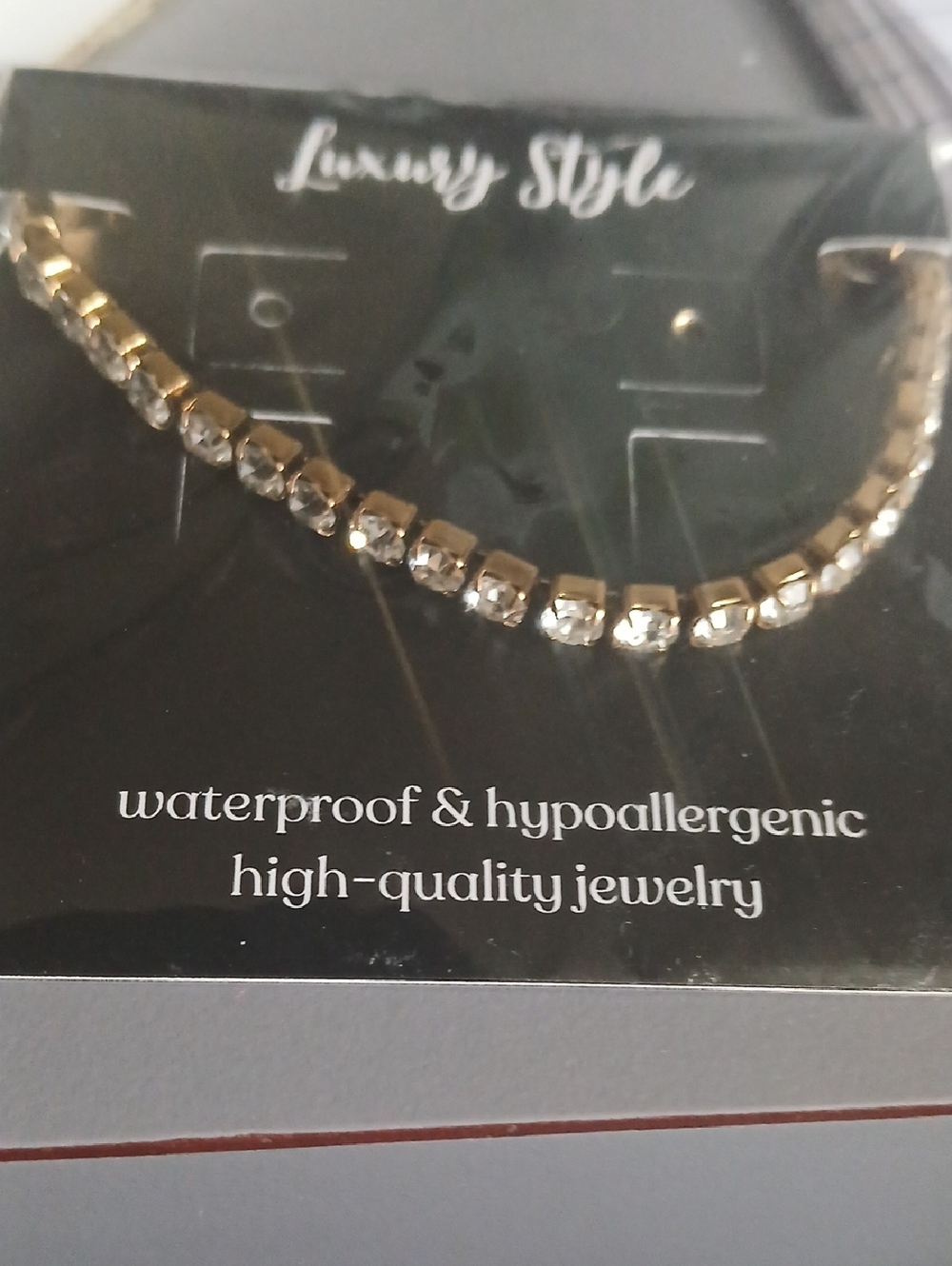 Gold Crystal Tennis Necklace - Waterproof Hypoallergenic